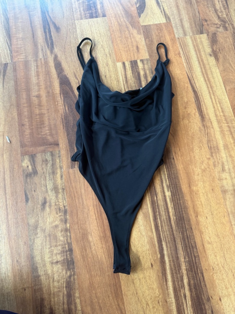 Lily Star Black Cowl Neck Tank Bodysuit